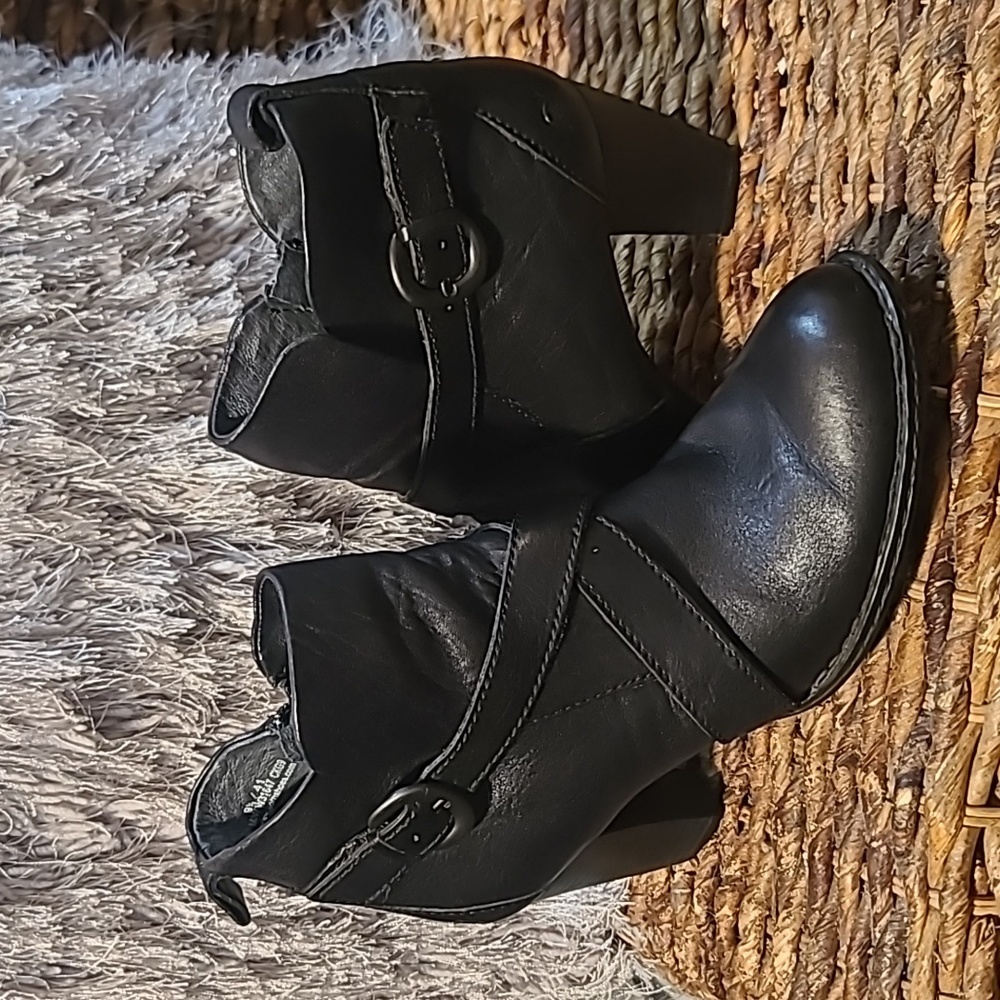 Born Black Ankle Boots with Buckle Detail